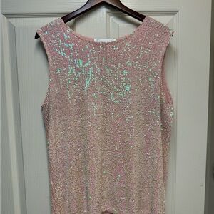 Pink Sequin Sleeveless Top
